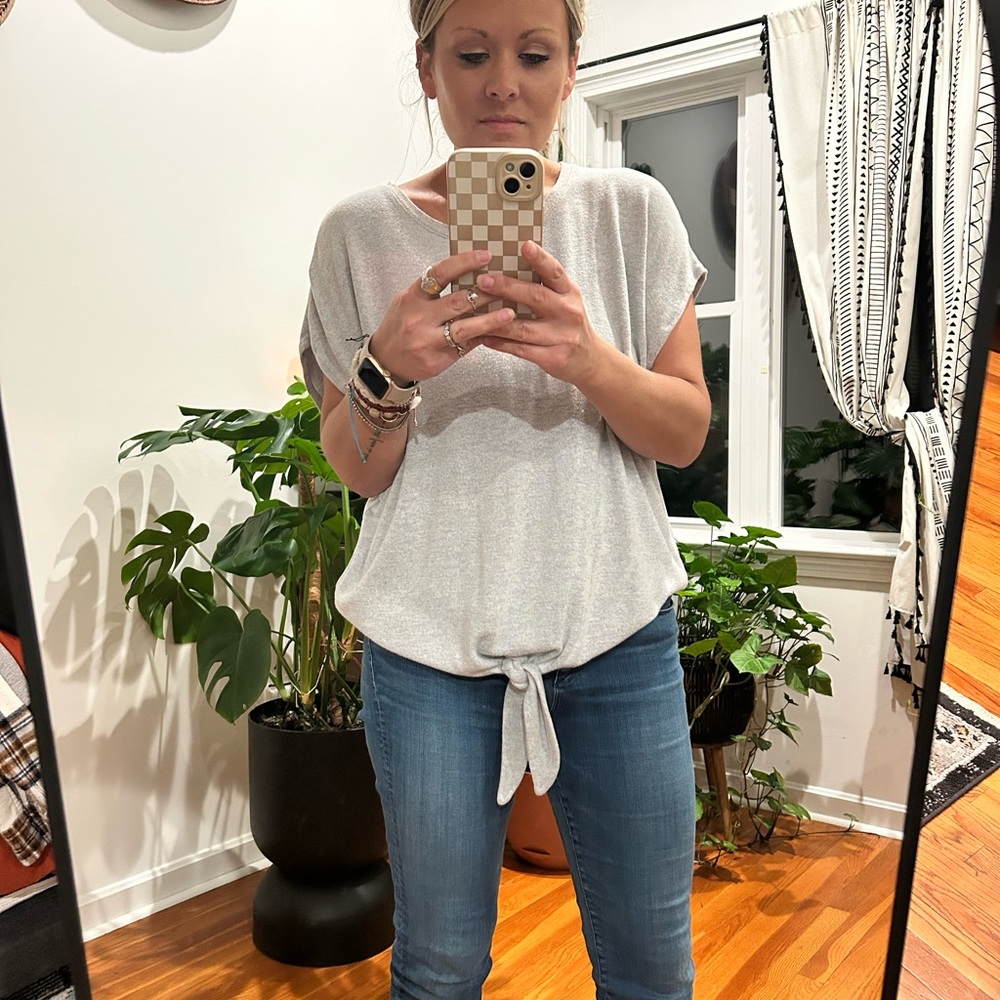Cupcake Light Gray Tie-Front Tee